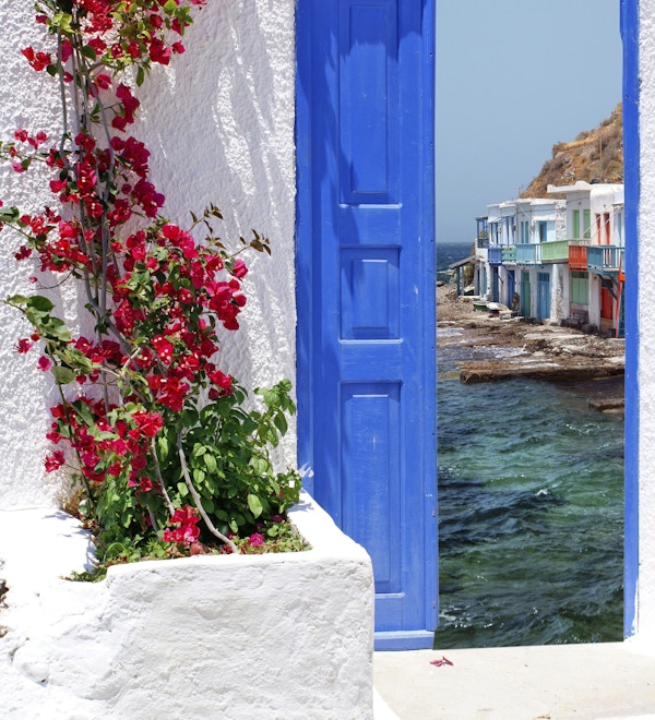 Tradisjonelt gresk hus på øya Santorini, Hellas