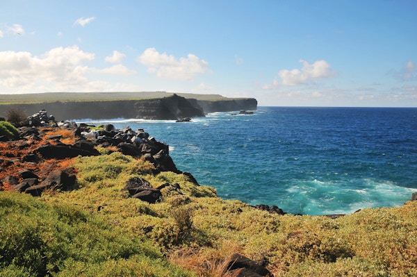 Landskapet av klippene ved Punta Suarez, Espanola Island, Galapagos.