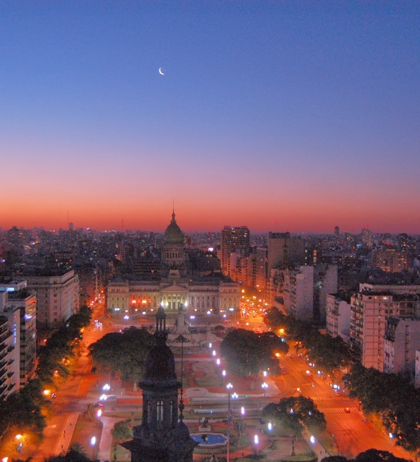 Utsikt over Buenos Aires om natten fra Palacio Barolo observasjonsdekke i sentrum av Buenos Aires.