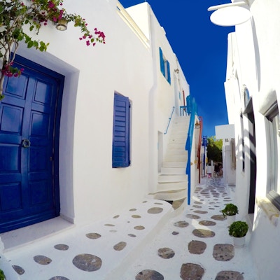 Residensielle og kommersielle Street of Mykonos