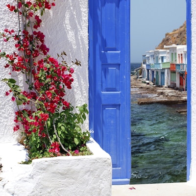 Tradisjonelt gresk hus på øya Santorini, Hellas